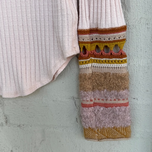 Free People Mixed Up Cuff Thermal Top Peach Size Large - Picture 6 of 12